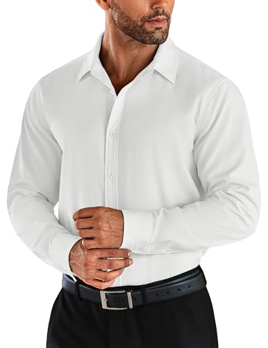 COOFANDY Hemden Herren Stretch Langarm Bügelfrei Hemd Button Down Freizeithemd Modische Arbeitshemd Regular Fit Oberhemden Weiß S COOFANDY Hemden Herren Stretch Langarm Bügelfrei Hemd Button Down Freizeithemd Modische Arbeitshemd Regular Fit Oberhemden Weiß S von COOFANDY