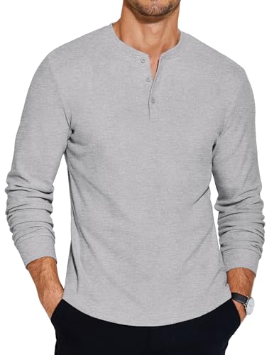 COOFANDY Henley Shirt Für Herren Langarm Winter Warm Basic Tshirt Langarmshirt Knopf Hellgrau 3XL COOFANDY Henley Shirt Für Herren Langarm Winter Warm Basic Tshirt Langarmshirt Knopf Hellgrau 3XL von COOFANDY