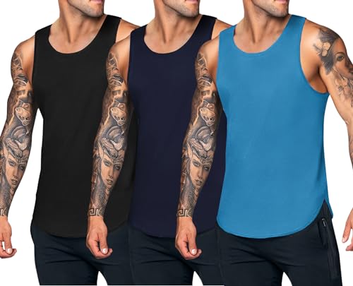 COOFANDY Herren 3er Pack Fitness Tanktop Tankshirt Ärmelloses Shirts Training Achselshirt Unterhemd Fitness Sleeveless Tops PAT7 M von COOFANDY