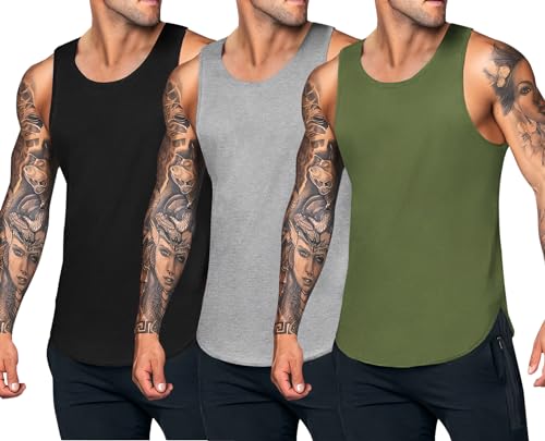 COOFANDY Herren Tank Top Sommer Quick Dry Sportliches Muskelshirts Slim Fit Unterhemd Shirt Ärmellos PAT4 S von COOFANDY