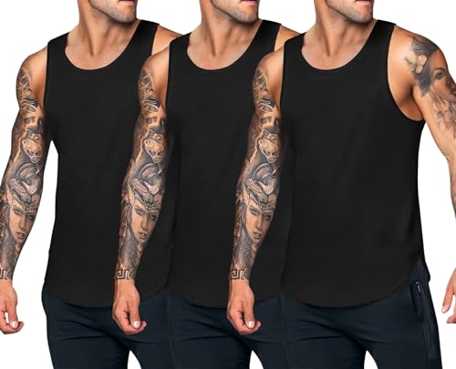 COOFANDY Unterhemd Herren Tank Tops Herren Sommer Gym Sport Bodybuilding Shirt Regular Fit Ärmellose T-Shirts Herren PAT6 L von COOFANDY