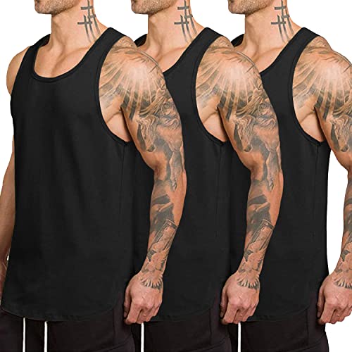 COOFANDY Tank Top Herren Muskelshirts Sommer Sport Bodybuilding Ärmelloses Unterhemd Männer Tanktops Schwarz Bodybuilding Achselshirt PAT6 XL von COOFANDY
