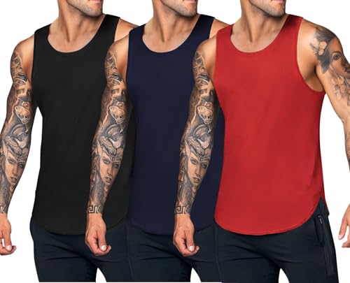 COOFANDY Herren Tank top Gym Sommer Tanktops Sport Unterhemd Herren Fitness Achselshirts Training Muskel T-Shirts Quick Dry Black/Red/Navy Blue S von COOFANDY