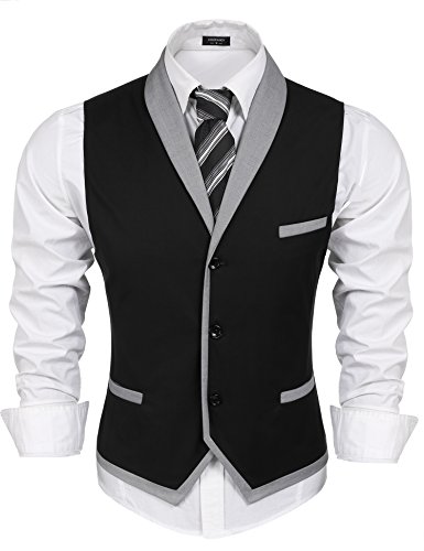 COOFANDY Herren Anzug Weste nehmen geeignete Hochzeit Weste x-Large (Brust: 47.2 '') schwarz von COOFANDY