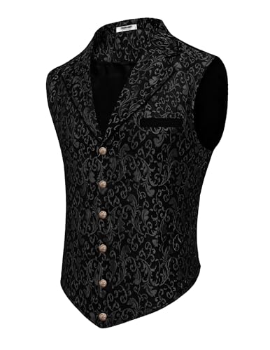 COOFANDY Herren-Anzugweste, Paisleymuster, viktorianische Weste, Gothic, Steampunk, formelle Smoking-Weste mit gekerbtem Revers, Small COOFANDY Herren-Anzugweste, Paisleymuster, viktorianische Weste, Gothic, Steampunk, formelle Smoking-Weste mit gekerbtem Revers, Small von COOFANDY