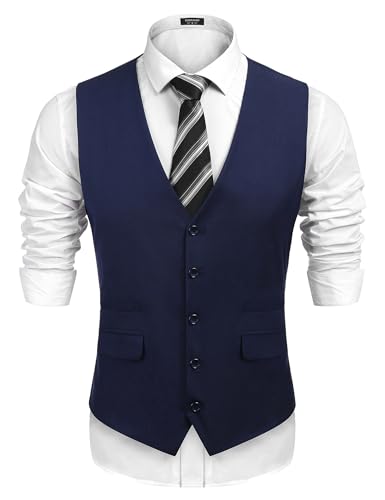 COOFANDY Herren-Anzugweste, formelles Kleid, schmale Passform, Hochzeitsweste, 01-Marineblau, Small COOFANDY Herren-Anzugweste, formelles Kleid, schmale Passform, Hochzeitsweste, 01-Marineblau, Small von COOFANDY