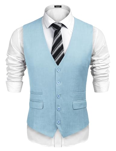 COOFANDY Herren-Anzugweste, formelles Kleid, schmale Passform, Hochzeitsweste, Himmelblau, X-Large von COOFANDY