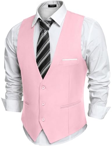 COOFANDY Herren-Anzugsweste, schmale Passform, formelle Weste, leger, Business-Weste für Anzug oder Smoking, Pink, Large COOFANDY Herren-Anzugsweste, schmale Passform, formelle Weste, leger, Business-Weste für Anzug oder Smoking, Pink, Large von COOFANDY