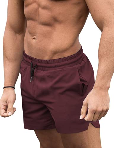 COOFANDY Herren-Badehose, schnelltrocknend, Board-Shorts, Bademode, Badeanzug, Dunkelrot, XL von COOFANDY