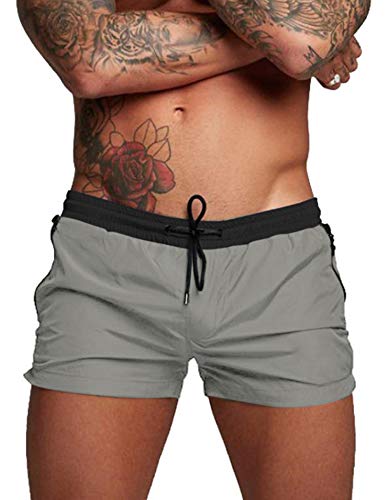 COOFANDY Herren Badehose Bademode Badeanzug Badeanzug Board Strand Sport Kurz, Grau / Schwarz, 3XL von COOFANDY