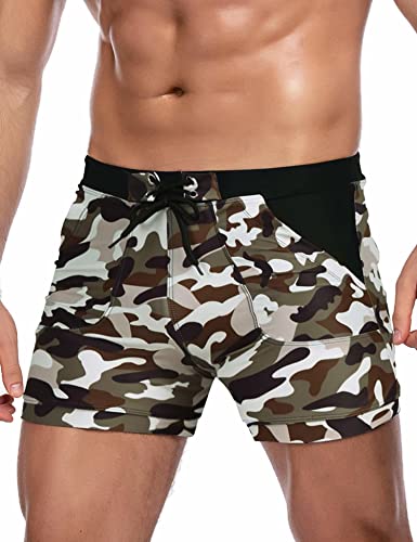 COOFANDY Herren Badehose Camo Quick Dry Shorts mit Taschen - Grün - X-Large von COOFANDY