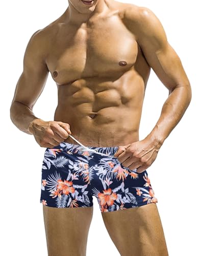 COOFANDY Herren-Badehose mit quadratischem Bein, bedruckt, athletische Bademode, X-Small von COOFANDY