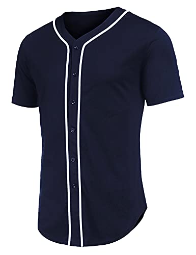COOFANDY Herren Baseball-T-Shirt, kurzärmelig, Hipster, Hip Hop - Blau - Klein von COOFANDY