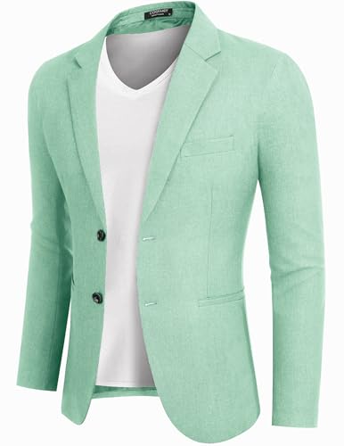 COOFANDY Herren-Blazer, lässig, schmale Passform, Sportmäntel, zwei Knöpfe, leichte Anzugjacke, Mintgrün, L COOFANDY Herren-Blazer, lässig, schmale Passform, Sportmäntel, zwei Knöpfe, leichte Anzugjacke, Mintgrün, L von COOFANDY