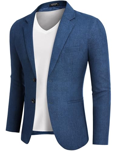 COOFANDY Herren Blazer Casual Slim Fit Sport Mäntel Zwei Knöpfe Leichte Anzugjacke, Königsblau, L von COOFANDY