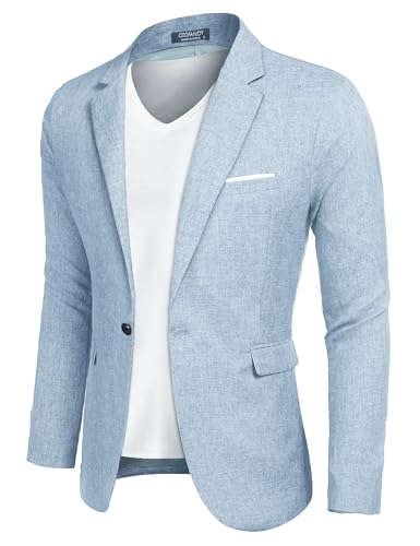 COOFANDY Herren Blazer Sakko Dünne Elegante Leicht Stretch Sportsakko übergröße, Hellblau, Gr. M Hellblau M von COOFANDY