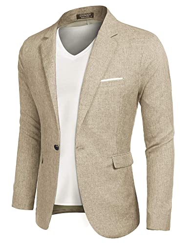 COOFANDY Herren Blazer Modern Sakko Slim Fit Anzugjacke Freizeit Jacke Business Hochzeit Anzug Elegant Klassich Khaki M von COOFANDY