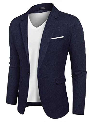 COOFANDY Blazer für Herren Sportlisches Sakko Modern Elegant Anzug Leicht Anzugjacke Slim Fit Reverskragen Jackett Navy Blau M von COOFANDY