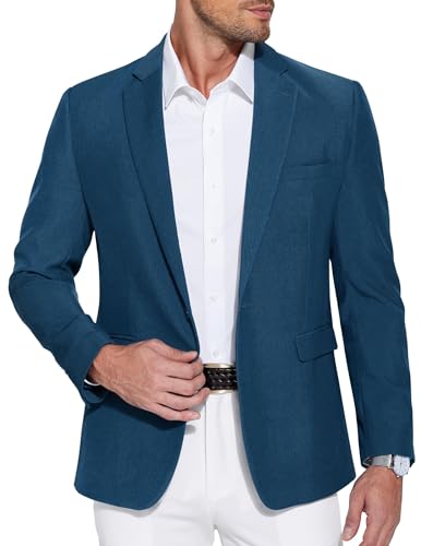 COOFANDY Herren Blazer Sportlich Sakko Freizeit Herrensakko Business Anzugjacken Einfarbig Sportsakko EIN Knopf Jackett Anzug für Hochzeit Navy Blau S von COOFANDY