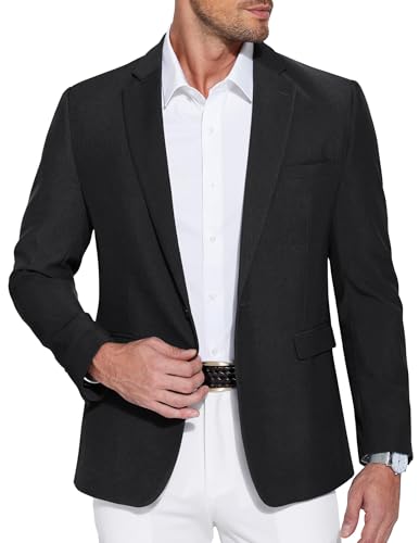 COOFANDY Herren Blazer Sportlich Sakko Freizeit Herrensakko Business Anzugjacken Regular Fit Einfarbig Sportsakko Modern Jackett Hochzeitsanzug Schwarz L von COOFANDY