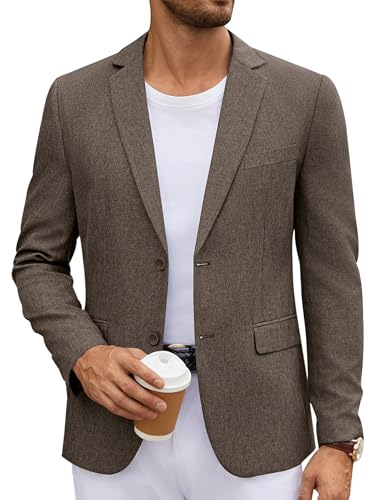 COOFANDY Herren-Blazer aus Leinen, lässiger Blazer mit zwei Knöpfen, normale Passform, Sportmantel, leicht, ungefüttert, Sommer, Reise, Anzugjacke, Braun, L COOFANDY Herren-Blazer aus Leinen, lässiger Blazer mit zwei Knöpfen, normale Passform, Sportmantel, leicht, ungefüttert, Sommer, Reise, Anzugjacke, Braun, L von COOFANDY