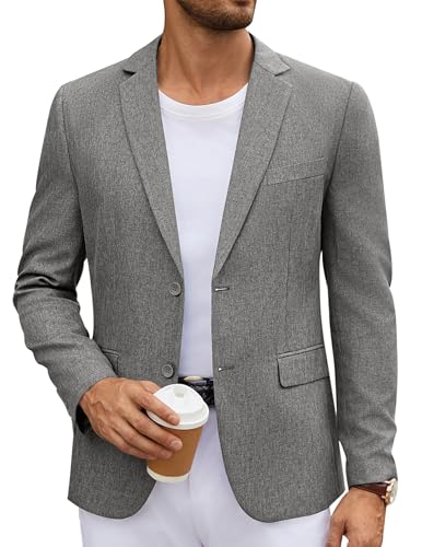 COOFANDY Herren-Blazer aus Leinen, lässiger Blazer mit zwei Knöpfen, normale Passform, Sportmantel, leicht, ungefüttert, Sommer, Reise, Anzugjacke, Grau, L COOFANDY Herren-Blazer aus Leinen, lässiger Blazer mit zwei Knöpfen, normale Passform, Sportmantel, leicht, ungefüttert, Sommer, Reise, Anzugjacke, Grau, L von COOFANDY