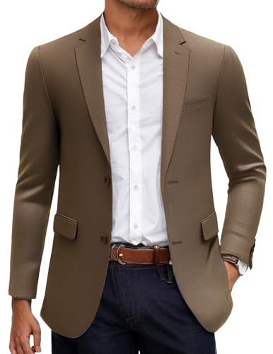 COOFANDY Herren-Blazer aus Leinen, schmale Passform, Sportmantel, zwei Knöpfe, Sommeranzugjacke, leichte Business-Sportjacke, Braun, XL COOFANDY Herren-Blazer aus Leinen, schmale Passform, Sportmantel, zwei Knöpfe, Sommeranzugjacke, leichte Business-Sportjacke, Braun, XL von COOFANDY