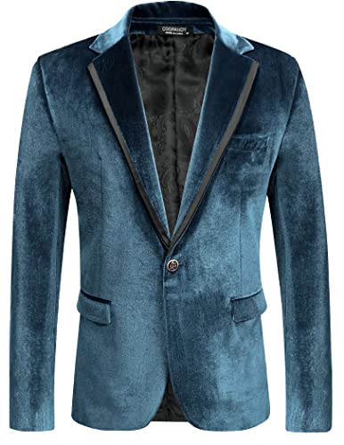 Coofandy Herren-Blazer aus Samt, gekerbtes Revers, Ein-Knopf-Velours-Smokingjacke für Abschlussball, Hochzeit, Party, Abendessen, XL Coofandy Herren-Blazer aus Samt, gekerbtes Revers, Ein-Knopf-Velours-Smokingjacke für Abschlussball, Hochzeit, Party, Abendessen, XL von COOFANDY