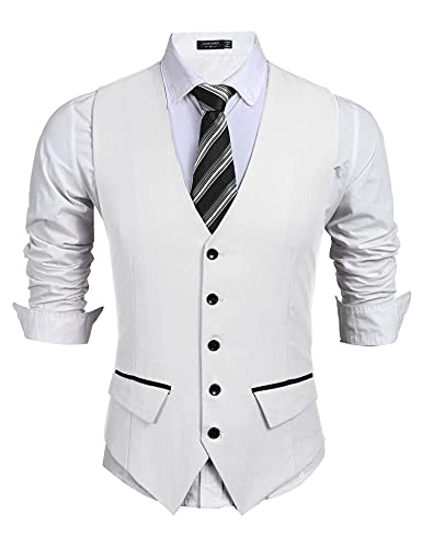 COOFANDY Herren Business Anzug Weste Slim Fit Kleid Weste Hochzeitsweste,Rotwein,S von COOFANDY