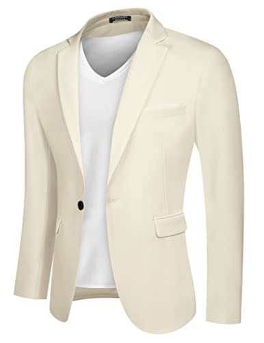 COOFANDY Herren Casual Anzug Blazer Jacken Leichte Sport Mäntel Ein Knopf, Einfarbig - Beige, L von COOFANDY