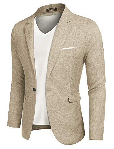 COOFANDY Herren Casual Anzug Blazer Jacken Leichte Sportmäntel One Button, 1 - Helles Khaki, S von COOFANDY