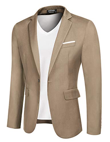 COOFANDY Herren Casual Anzug Blazer Jacken Leichte Sportmäntel One Button, 1 - Helles Khaki, XL von COOFANDY