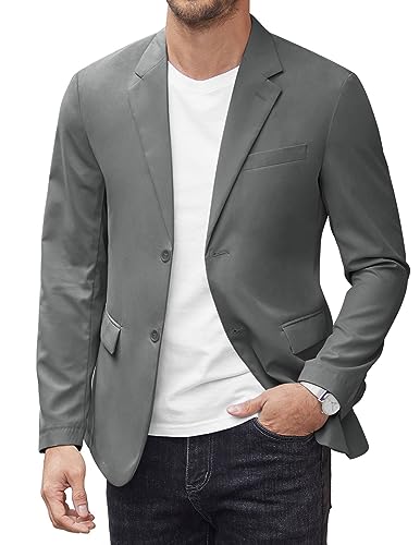 COOFANDY Herren Casual Blazer Jacken Zwei Knöpfe Leicht Slim Fit Sportmantel, GRAU, M von COOFANDY