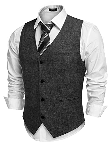 COOFANDY Herren Casual Business Weste Leichte Weste Slim Fit Anzug Weste - Schwarz - L COOFANDY Herren Casual Business Weste Leichte Weste Slim Fit Anzug Weste - Schwarz - L von COOFANDY