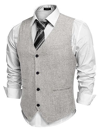 COOFANDY Herren Casual Business Westen Leichte Weste Slim Fit Anzugweste, Hellgrau, Small COOFANDY Herren Casual Business Westen Leichte Weste Slim Fit Anzugweste, Hellgrau, Small von COOFANDY