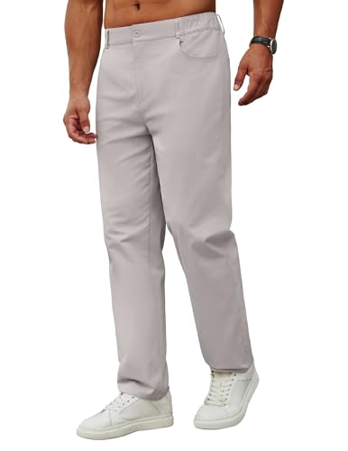 COOFANDY Herren Casual Chinohose Baumwolle Freizeithose Arbeitshose Männer Stretch Chino Hose Regular Fit Stoff Hose Lang Leichte Sommerhose Pants Trousers Hellgrau S von COOFANDY