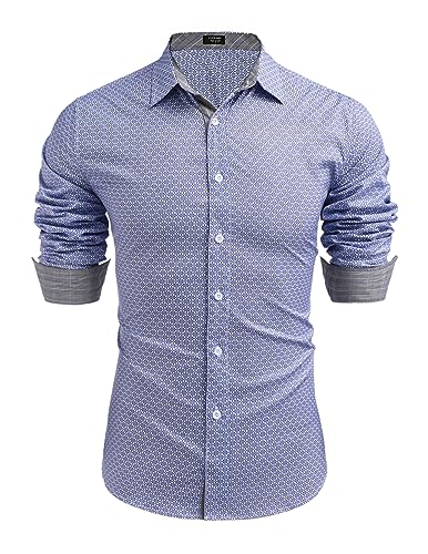 COOFANDY Herren Casual Langarm Hemden Regular Fit Business Hemd Freizeithemd Herrenhemd Modern PAT3 XL von COOFANDY