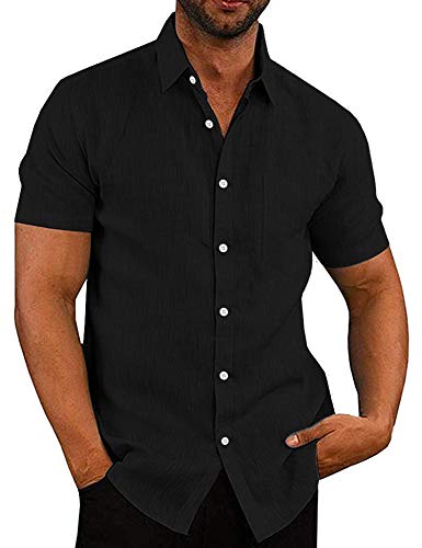 COOFANDY Herren Casual Leinen Button Down Hemd Business Chambray Kleid Hemd - - XX-Large von COOFANDY