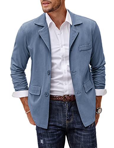 COOFANDY Herren Casual Sport Mantel Baumwolle Leinen Blazer Jacke Leichte Anzugjacken, Blue, M von COOFANDY