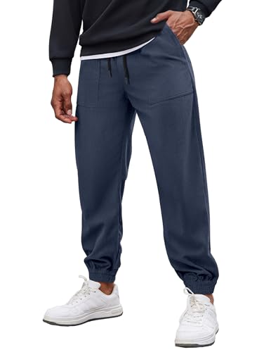 COOFANDY Herren Cordhose Kordelzug Elastische Taille Casual Tapered Hose Mode Streetwear Jogger mit Taschen, Marineblau, X-Groß COOFANDY Herren Cordhose Kordelzug Elastische Taille Casual Tapered Hose Mode Streetwear Jogger mit Taschen, Marineblau, X-Groß von COOFANDY