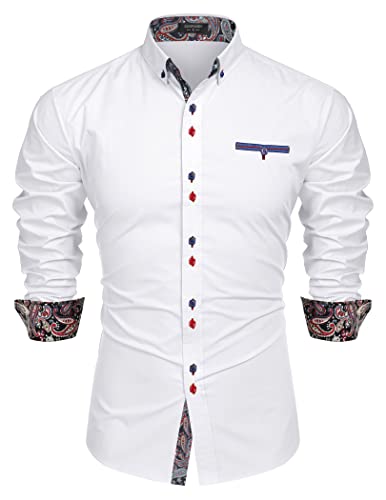 COOFANDY Herren Fashion Slim Fit Dress Shirt Freizeithemd X-Large 01-wei von COOFANDY