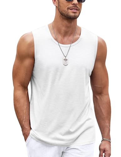 COOFANDY Herren Fitness Tanktop Sommer Tankshirt Ärmelloses Shirts Training Achselshirt Unterhemd Fitness Sleeveless Tops Weiß XXL COOFANDY Herren Fitness Tanktop Sommer Tankshirt Ärmelloses Shirts Training Achselshirt Unterhemd Fitness Sleeveless Tops Weiß XXL von COOFANDY