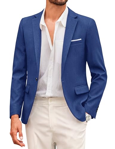 COOFANDY Herren Freizeit Blazer Sakko Sportlich Modern Anzugjacke Slim Fit 1 Knopf Jackett Snorkelblau S von COOFANDY