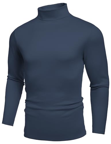 COOFANDY Herren Halber Rollkragenpullover Winter Basic Pullover Turtleneck Langarmshirt Freizeit Slim fit Stehkragen Thermooberteile Blauviolett M von COOFANDY