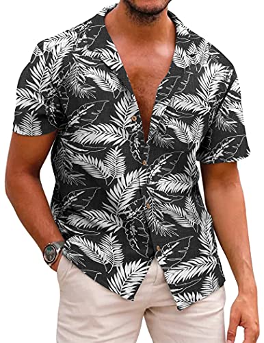 COOFANDY Herren Hawaiihemd Kurzarm Sommerhemd Button Down Hemden Männer Urlaub Strand Hemd Schwarz M COOFANDY Herren Hawaiihemd Kurzarm Sommerhemd Button Down Hemden Männer Urlaub Strand Hemd Schwarz M von COOFANDY