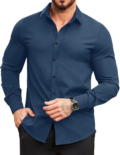 COOFANDY Herren Hemd Button Down Regular Fit Langarm Freizeithemd Einfarbiges Businesshemden Dunkelblau XXL COOFANDY Herren Hemd Button Down Regular Fit Langarm Freizeithemd Einfarbiges Businesshemden Dunkelblau XXL von COOFANDY