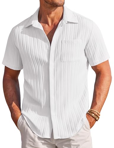 COOFANDY Herren Hemd Kurzarm Bügelfrei Freizeithemd Männer Kurzarmhemd Regular Fit Casual Sommerhemd Einfarbig Basic Shirt Weiß XL COOFANDY Herren Hemd Kurzarm Bügelfrei Freizeithemd Männer Kurzarmhemd Regular Fit Casual Sommerhemd Einfarbig Basic Shirt Weiß XL von COOFANDY