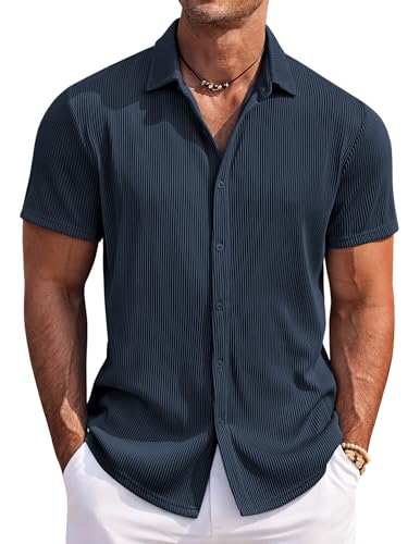 COOFANDY Herren Hemd Kurzarm Bügelleichte Freizeit Regular Fit Bügelleichte Herrenhemden Kurzarm Sommerhemd Navy blau XXL COOFANDY Herren Hemd Kurzarm Bügelleichte Freizeit Regular Fit Bügelleichte Herrenhemden Kurzarm Sommerhemd Navy blau XXL von COOFANDY