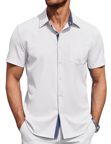 COOFANDY Herren Hemd Kurzarm Sommer Hemd Freizeithemden Modische Leichtes Sommerhemd Regular Fit Button Down Hemden Mit Taschen Strandhemd Weiß M COOFANDY Herren Hemd Kurzarm Sommer Hemd Freizeithemden Modische Leichtes Sommerhemd Regular Fit Button Down Hemden Mit Taschen Strandhemd Weiß M von COOFANDY