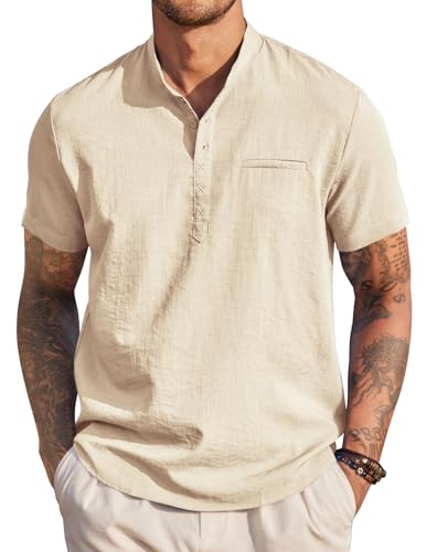 COOFANDY Herren Hemd Kurzarm Freizeithemden Sommerhemd Kurzarmhemd Button Down Leichtes Sommerhemd Strandhemd Button Down Beige XXL COOFANDY Herren Hemd Kurzarm Freizeithemden Sommerhemd Kurzarmhemd Button Down Leichtes Sommerhemd Strandhemd Button Down Beige XXL von COOFANDY